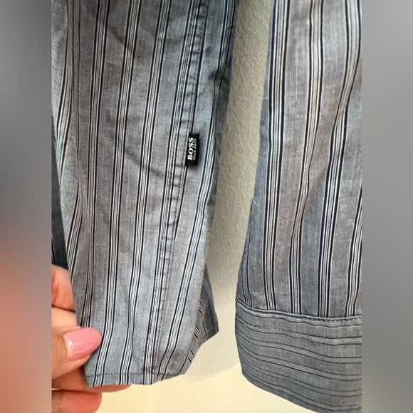 Hugo Boss Men's Button Down Shirt Long Sleeves Stripes Collared Cotton Size XXL - Picture 3 of 5